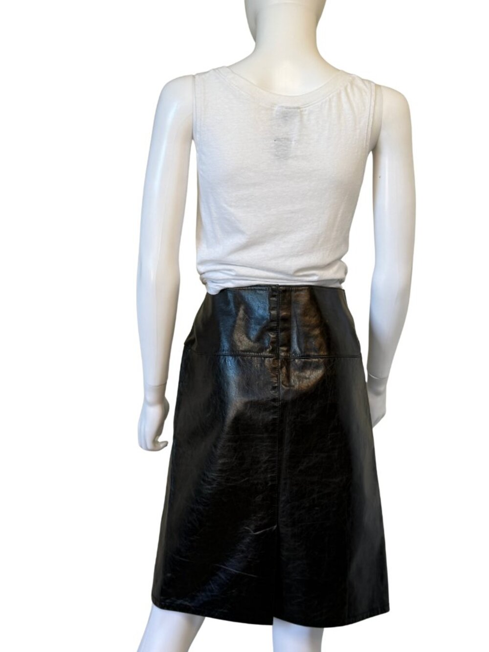 Vintage Y2K GAP Black Leather Midi Skirt 6 - Picture 4 of 8